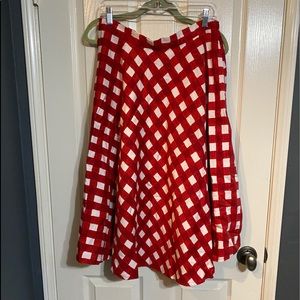 Red and white checkered skirt